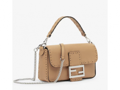 Fendi Baguette Mini Selleria capuchino Leather Handbag capuchino