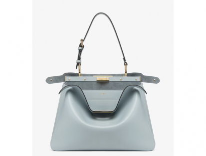 Fendi Peekaboo Soft Medium Light Blue Leather Handbag