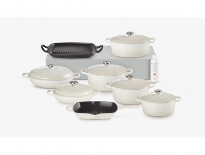 Le Creuset 8-Piece Enameled Cast Iron Cookware Set with Cleaner