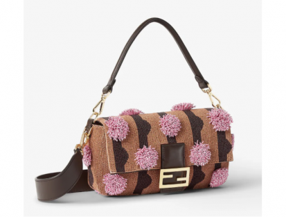 Fendi Baguette Embroidered Handbag with Iconic Dots Design