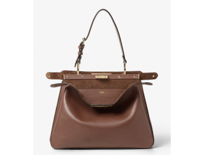 Fendi Peekaboo Soft Medium Marron Designer Handbag Iconic Italian Craftsmanship
