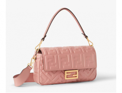 Fendi Baguette Pink Leather Bag Iconic Medium Size