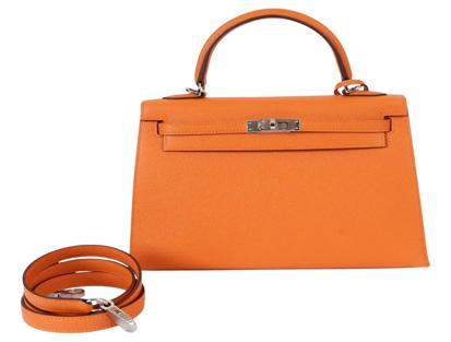 Hermes Kelly 25 Sellier Orange Bag Veau Epsom Authentic Edition
