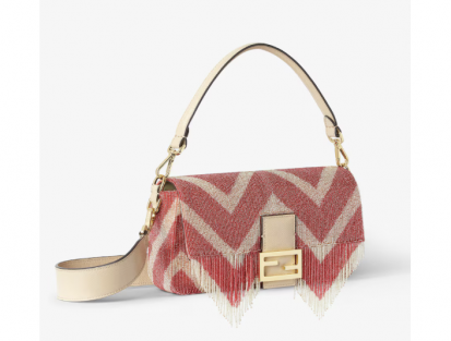 Fendi Baguette Embroidered Two-Tone Tassels Handbag by Fendi