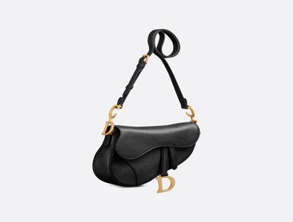 Dior Soft Saddle Goat Skin Black Leather Handbag