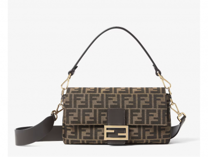 Fendi Baguette Jacquard FF Brown Handbag with Iconic Design