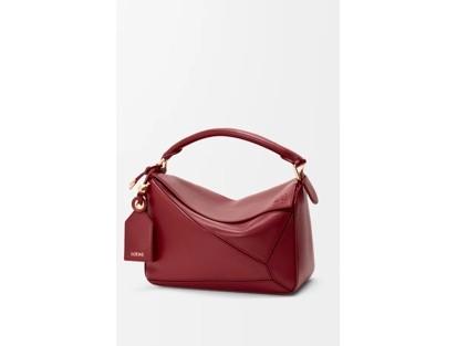Loewe Featherlight Puzzle Leather Red Geometric Cube Handbag