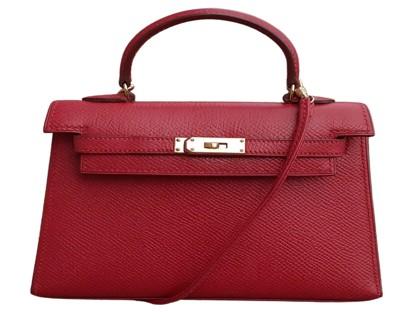 Hermes Vintage Micro Kelly Sellier Leather Red Bag
