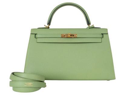 Hermes Kelly 25 Sellier Veau Epsom Vert Criquet