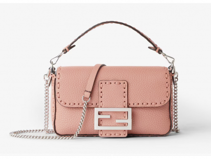 Fendi Baguette Mini Pink Leather Compact Shoulder Bag
