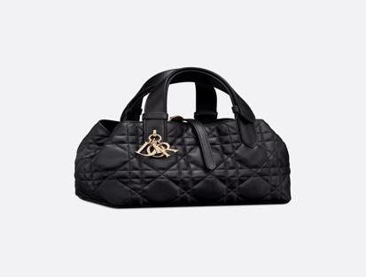 Dior Toujours Piel Macrocannage Black Leather Mini Handbag