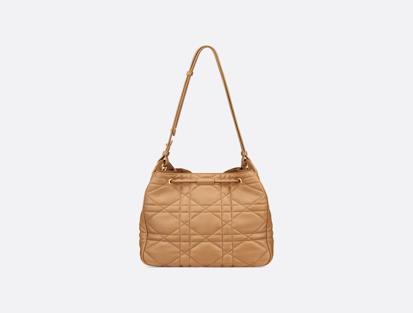 Dior Motion Macrocannage Gold Leather Medium Shoulder Handbag