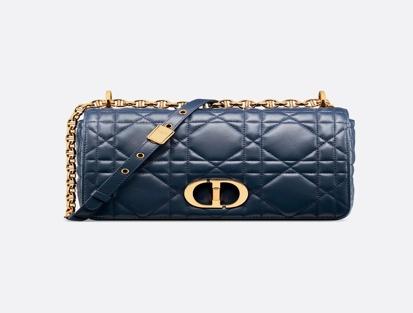 Dior Soft Caro Macrocannage Ocean Blue Leather Bag