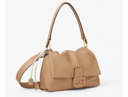 Fendi Mamma Baguette Medium Napa Capuchino Leather Handbag