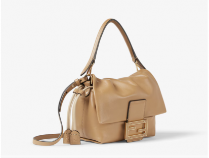 Fendi Mamma Baguette Small Napa Capuchino Leather Handbag