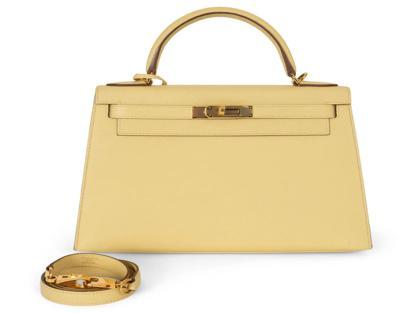 Hermes Kelly 28 Sellier Bag in Yellow Leather