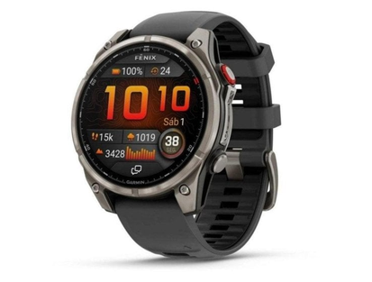 Garmin fēnix 8 Pro LTE/NTN Satellite 47mm AMOLED titanyum / kayış silikon siyah/gri