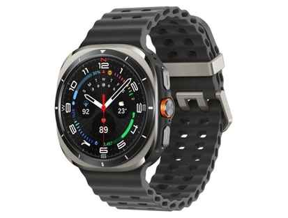 Samsung Galaxy Watch Ultra (2025)·47 mm·LTE/GPS·gümüş titanyum·siyah kayış·tek beden