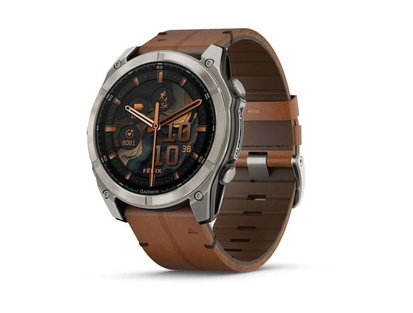 Garmin fēnix 8 AMOLED 51 mm safir titanyum, kestane deri