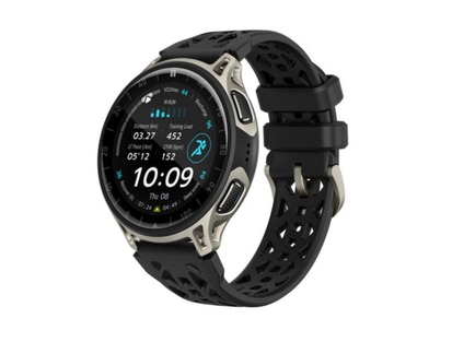 Amazfit Cheetah 2 Pro · 48 mm · Bluetooth/NFC/Wi-Fi · AMOLED · Titanium · Black silicone band · One size