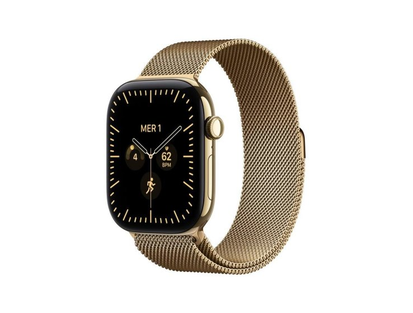 Apple Watch Series 12·46 mm·GPS + Cellular·altın titanyum·altın Milanese Loop·M/L