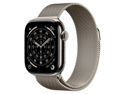 Apple Watch Series 11 GPS + Cellular 42mm doğal titanyum / doğal renkli Milanese Loop