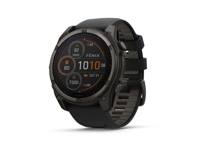 Garmin fēnix 8 Solar Sapphire·51 mm·Bluetooth/GPS/Wi-Fi·titanyum·siyah silikon kayış·tek beden