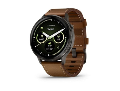 Garmin Venu 4 Bluetooth GPS 45mm AMOLED Black Band Brown Large