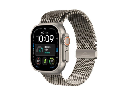 Apple Watch Ultra 4 GPS + Cellular 49 mm doğal titanyum, doğal renkli Milanese Loop M/L