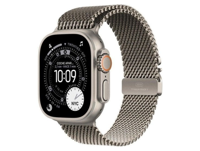 Apple Watch Ultra 3·49 mm·GPS + Cellular·doğal titanyum·doğal titanyum Milanese Loop·L