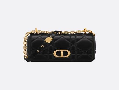 Dior Soft Caro Leather Macrocannage Black Shoulder Bag