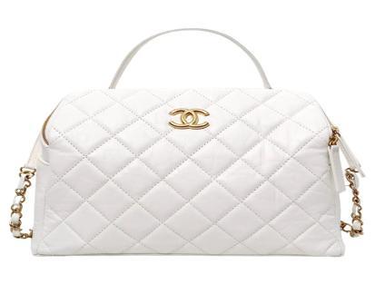 Chanel White Aged Calfskin Quilted Double-Sided Shoulder Bag