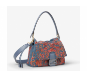 Fendi Mamma Baguette Blue and Coral Bandana Handbag