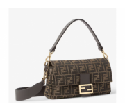 Fendi Baguette Jacquard FF Brown Handbag with Iconic Design