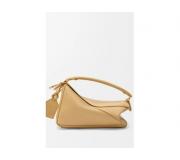 Loewe Featherlight Puzzle Butter Leather Bag with Geometric Cube Silhouette