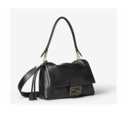 Fendi Mamma Baguette Medium napa negro leather bag