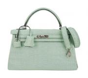 Hermes Kelly 25 Retourne Vert Eau Handbag Luxury