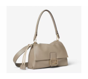 Fendi Mamma Baguette Medium Gray Napa Leather Handbag