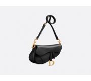 Dior Soft Saddle Goat Skin Black Leather Handbag