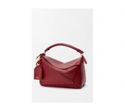 Loewe Featherlight Puzzle Leather Red Geometric Cube Handbag
