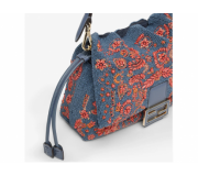 Fendi Mamma Baguette Blue and Coral Bandana Handbag