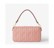 Fendi Baguette Pink Leather Bag Iconic Medium Size