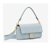 Iconic Fendi Baguette Light Blue Medium Leather Bag