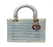 Christian Dior Exotic Lady Dior Blue Crocodile Leather Bag