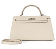 Hermes Kelly 25 Sellier Authentic Leather Handbag with Palladium Hardware