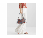Fendi Mamma Baguette Blue and Coral Bandana Handbag
