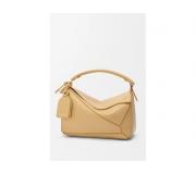 Loewe Featherlight Puzzle Butter Leather Bag with Geometric Cube Silhouette