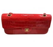 Chanel aligator brillante classic handbag in red shade