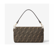 Fendi Baguette Jacquard FF Brown Handbag with Iconic Design