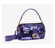 Fendi Baguette lentejuelas moradas handbag with purple sequins